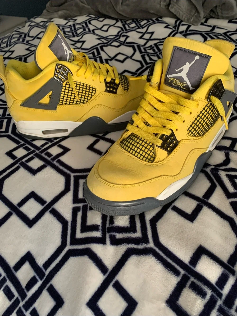 Jordan Yellow and Gray Retro 4 Low-Top Sneakers